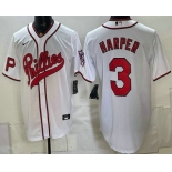 Men's Philadelphia Phillies #3 Bryce Harper White 2026 Field of Dreams Stadium Stitched Jersey