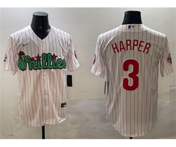 Men's Philadelphia Phillies #3 Bryce Harper White Phanatic Cool Base Stitched Jersey