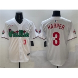 Mens Philadelphia Phillies #3 Bryce Harper White Phanatic Limited Stitched Jersey