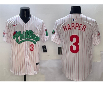 Mens Philadelphia Phillies #3 Bryce Harper White Phanatic Limited Stitched Jersey
