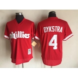 Men's Philadelphia Phillies #4 Lenny Dykstra Mitchell and Ness Red 1991 Throwback Stitched MLB Jersey