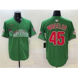 Men's Philadelphia Phillies #45 Zack Wheeler Green Phanatic Limited Stitched Jersey