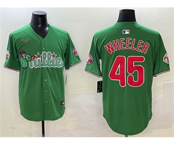 Men's Philadelphia Phillies #45 Zack Wheeler Green Phanatic Limited Stitched Jersey