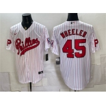 Men's Philadelphia Phillies #45 Zack Wheeler White 2026 Field of Dreams Stadium Stitched Baseball Jersey Men's Philadelphia Phillies #45 Zack Wheeler White 2026 Field of Dreams Stadium Stitched Baseball Jersey