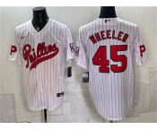 Men's Philadelphia Phillies #45 Zack Wheeler White 2026 Field of Dreams Stadium Stitched Baseball Jersey Men's Philadelphia Phillies #45 Zack Wheeler White 2026 Field of Dreams Stadium Stitched Baseball Jersey