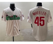 Men's Philadelphia Phillies #45 Zack Wheeler White Phanatic Cool Base Stitched Jersey