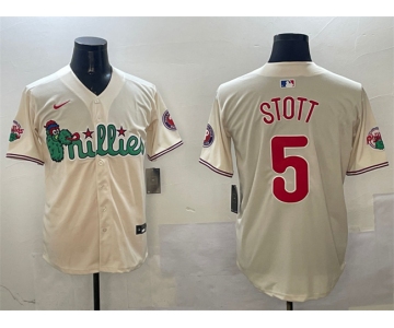 Men's Philadelphia Phillies #5 Bryson Stott Cream Phanatic Limited Stitched Jersey