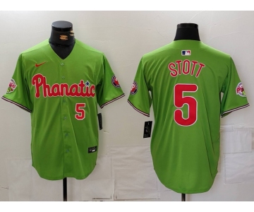 Men's Philadelphia Phillies #5 Bryson Stott Number Green With Patch Stitched Cool Base Nike Jersey