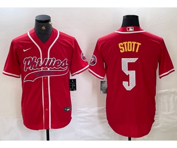 Men's Philadelphia Phillies #5 Bryson Stott Red Cool Base Stitched Baseball Jersey