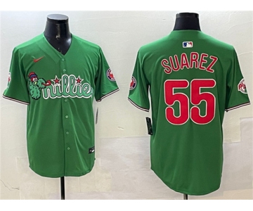 Men's Philadelphia Phillies #55 Ranger Suárez Green Phanatic Limited Stitched Jersey