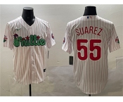 Men's Philadelphia Phillies #55 Ranger Suárez White Phanatic Cool Base Stitched Jersey