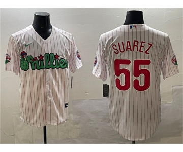 Men's Philadelphia Phillies #55 Ranger Suárez White Phanatic Cool Base Stitched Jersey