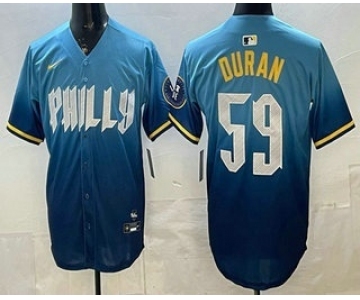 Men's Philadelphia Phillies #59 Jhoan Duran Blue 2024 City Cool Base Jersey