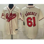 Men's Philadelphia Phillies #61 Cristopher Sanchez Name Cream 2026 Field of Dreams Stadium Stitched Jersey Men's Philadelphia Phillies #61 Cristopher Sanchez Name Cream 2026 Field of Dreams Stadium Stitched Jersey
