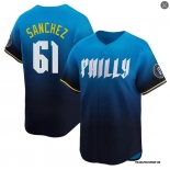 Mens Philadelphia Phillies #61 Cristopher Sanchez Nike Blue City Connect Limited Jersey