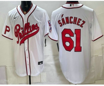 Men's Philadelphia Phillies #61 Cristopher Sanchez White 2026 Field of Dreams Stadium Stitched Jersey