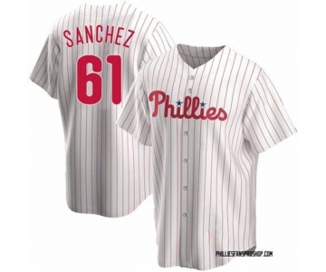 Men's Philadelphia Phillies #61 Cristopher Sanchez White Cool Base Stitched Baseball Jersey