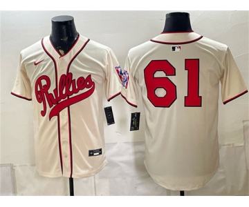 Men's Philadelphia Phillies #61 Cristopher Sánchez Cream 2026 Field of Dreams Stadium Stitched Baseball Jersey