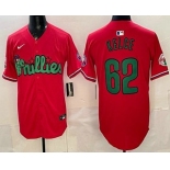Men's Philadelphia Phillies #62 Jason Kelce Red Limited Stitched Jersey