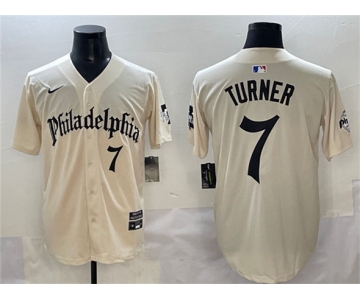 Men's Philadelphia Phillies #7 Trea Turner Cream Gothic Vapor Limited Stitched Jersey