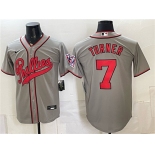Men's Philadelphia Phillies #7 Trea Turner Gray 2026 Field of Dreams Stadium Stitched Baseball Jersey