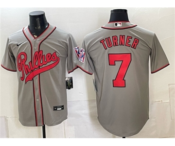 Men's Philadelphia Phillies #7 Trea Turner Gray 2026 Field of Dreams Stadium Stitched Baseball Jersey