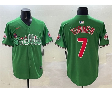Men's Philadelphia Phillies #7 Trea Turner Green Phanatic Limited Stitched Jersey