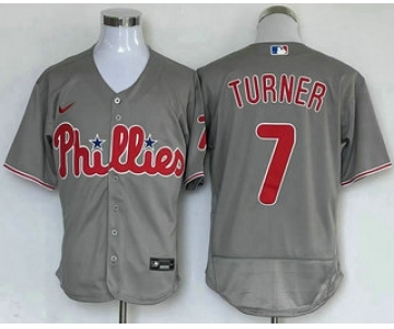 Men's Philadelphia Phillies #7 Trea Turner Grey Stitched MLB Flex Base Nike Jersey