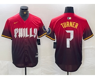 Men's Philadelphia Phillies #7 Trea Turner Red 2024 City Cool Base Jersey