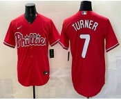Men's Philadelphia Phillies #7 Trea Turner Red Cool Base Stitched Jersey