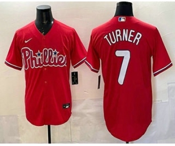 Men's Philadelphia Phillies #7 Trea Turner Red Cool Base Stitched Jersey