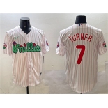 Men's Philadelphia Phillies #7 Trea Turner White Phanatic Cool Base Stitched Jersey