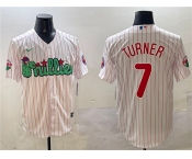 Men's Philadelphia Phillies #7 Trea Turner White Phanatic Cool Base Stitched Jersey
