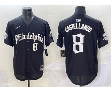 Men's Philadelphia Phillies #8 Nick Castellanos Black Gothic Vapor Limited Stitched Jersey
