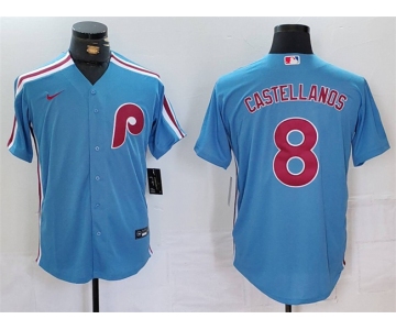 Men's Philadelphia Phillies #8 Nick Castellanos Blue Cool Base Stitched Jersey