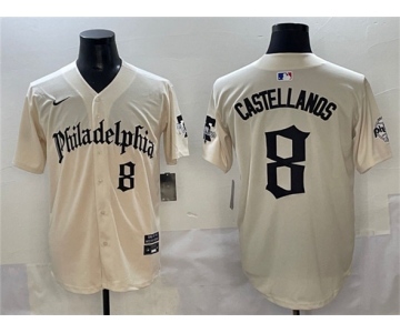 Men's Philadelphia Phillies #8 Nick Castellanos Cream Gothic Vapor Limited Stitched Jersey