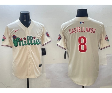 Men's Philadelphia Phillies #8 Nick Castellanos Cream Phanatic Limited Stitched Jersey