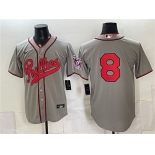 Men's Philadelphia Phillies #8 Nick Castellanos Gray 2026 Field of Dreams Stadium Stitched Baseball Jersey Men's Philadelphia Phillies #8 Nick Castellanos Gray 2026 Field of Dreams Stadium Stitched Baseball Jersey