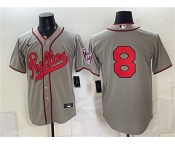 Men's Philadelphia Phillies #8 Nick Castellanos Gray 2026 Field of Dreams Stadium Stitched Baseball Jersey Men's Philadelphia Phillies #8 Nick Castellanos Gray 2026 Field of Dreams Stadium Stitched Baseball Jersey