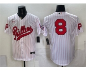 Men's Philadelphia Phillies #8 Nick Castellanos White 2026 Field of Dreams Stadium Stitched Baseball Jersey Men's Philadelphia Phillies #8 Nick Castellanos White 2026 Field of Dreams Stadium Stitched Baseball Jersey
