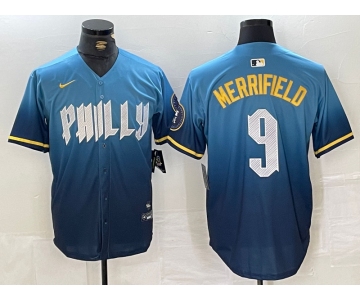Men's Philadelphia Phillies #9 Whit Merrifield Blue 2024 City Connect Limited Stitched Jersey