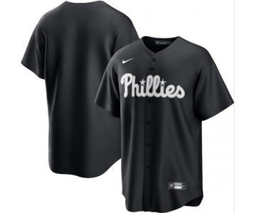 Men's Philadelphia Phillies Blank Black Lights Out Limited Stitched Baseball Jersey