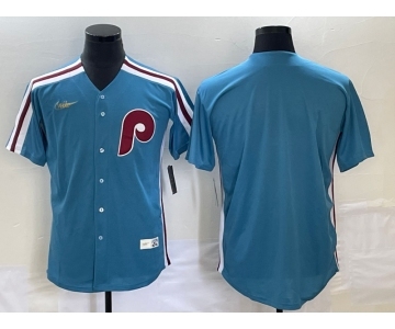 Men's Philadelphia Phillies Blank Blue Cooperstown Throwback Cool Base Nike Jersey