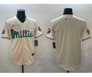 Men's Philadelphia Phillies Blank Cream Phanatic Limited Stitched Jersey