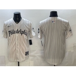 Men's Philadelphia Phillies Blank Cream Pinstripe Gothic Vapor Limited Stitched Jersey Men's Philadelphia Phillies Blank Cream Pinstripe Gothic Vapor Limited Stitched Jersey