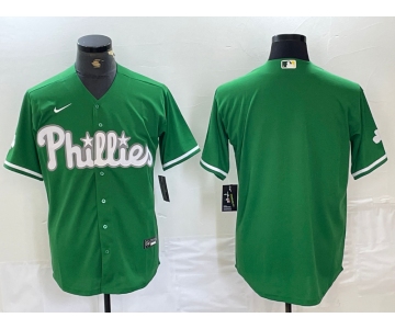 Men's Philadelphia Phillies Blank Green Celtic Stitched Cool Base Nike Jersey