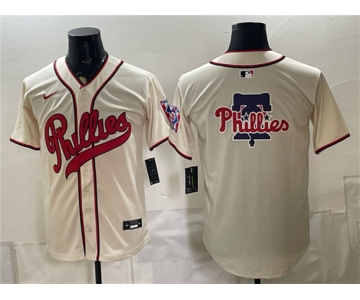 Men's Philadelphia Phillies Team Big Logo Cream 2026 Field of Dreams Stadium Stitched Baseball Jersey