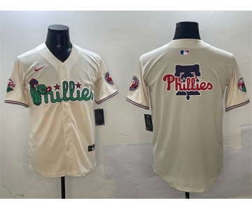 Men's Philadelphia Phillies Team Big Logo Cream Phanatic Limited Stitched Jersey