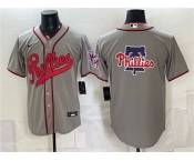 Men's Philadelphia Phillies Team Big Logo Gray 2026 Field of Dreams Stadium Stitched Baseball Jersey Men's Philadelphia Phillies Team Big Logo Gray 2026 Field of Dreams Stadium Stitched Baseball Jersey