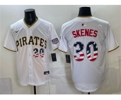 Men's Pittsburgh Pirates #30 Paul Skenes White USA 250 Fourth of July Stitched Baseball Jersey Men's Pittsburgh Pirates #30 Paul Skenes White USA 250 Fourth of July Stitched Baseball Jersey